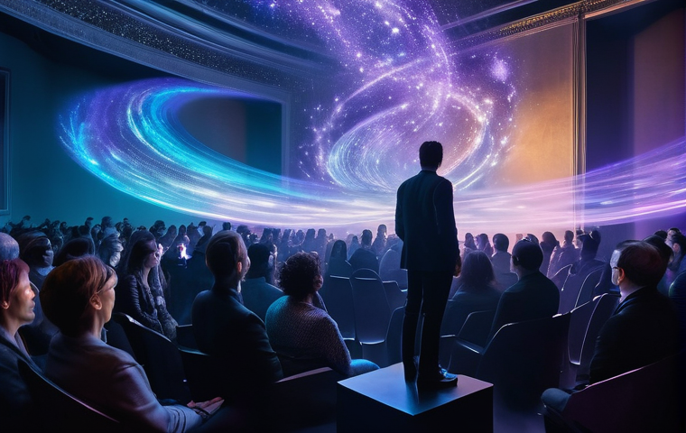 마술 장비와 테크닉의 진화 - **Prompt 1: The Grand Digital Illusion Stage**
    "A male magician, dressed in a sleek, modern, dar...