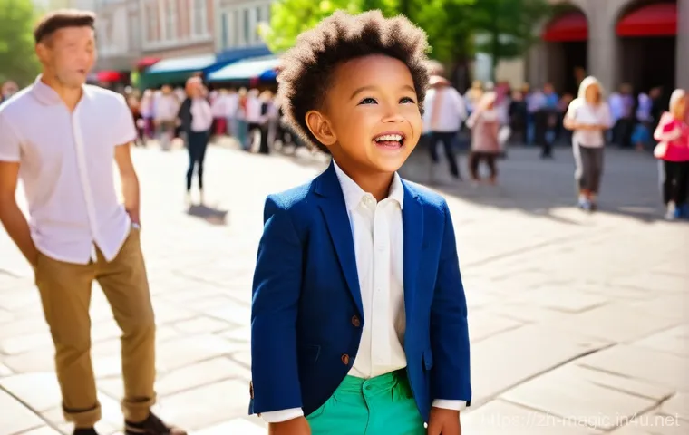 마술의 사회적 역할 - **Prompt: The Enchanted Street Performer**
    A vibrant, sunlit street scene in a modern city squar...