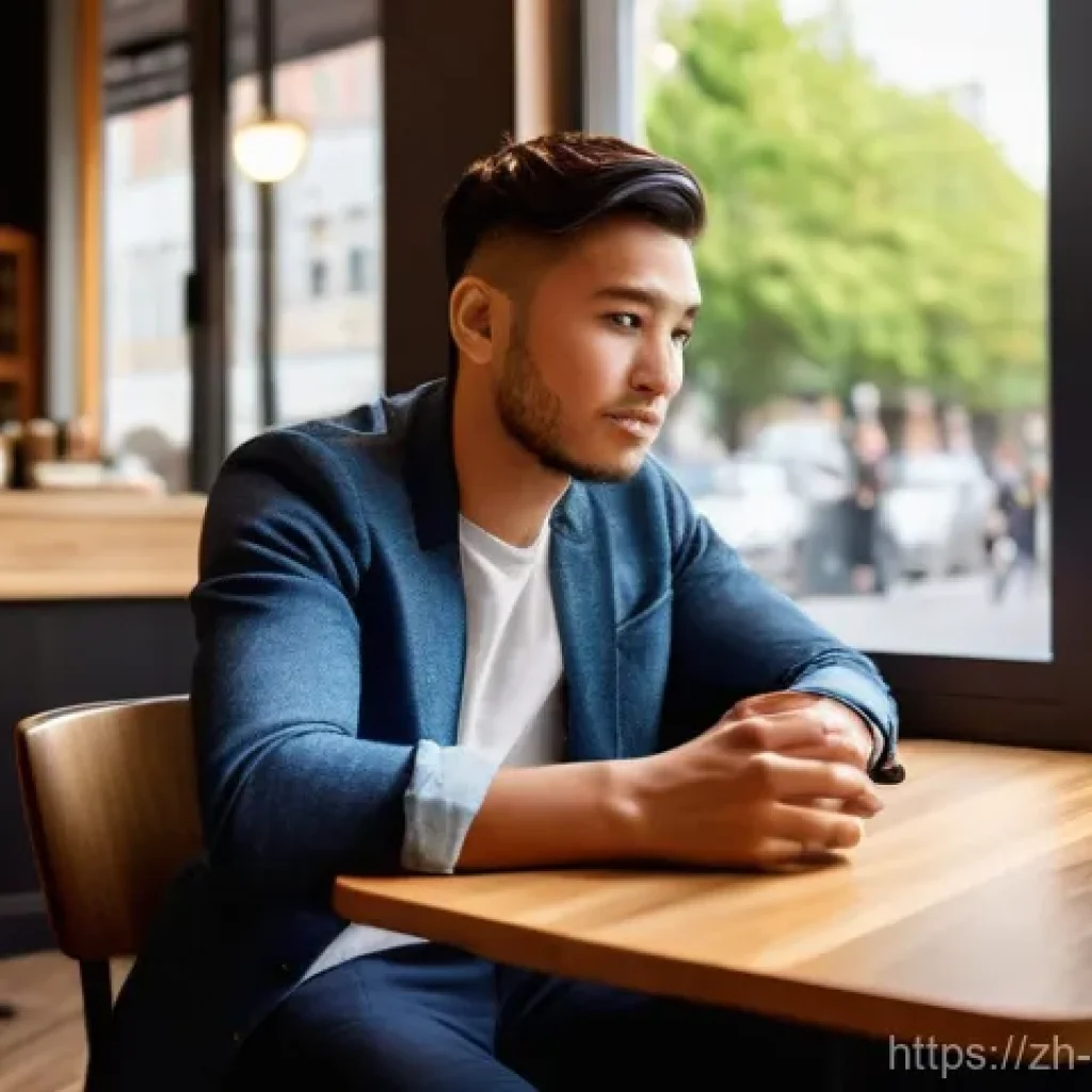 마술 전문가 조언 - A young, charismatic individual, dressed in a stylish, modern casual outfit, sits discreetly at a ta...