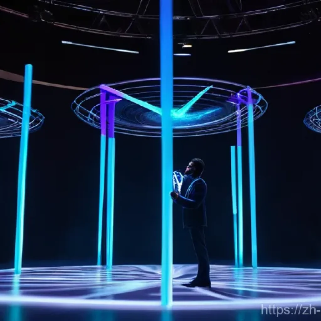 마술 전용 무대 - **Prompt 1: The Luminous Nexus of Illusion**
A futuristic, high-tech magic show taking place in ...