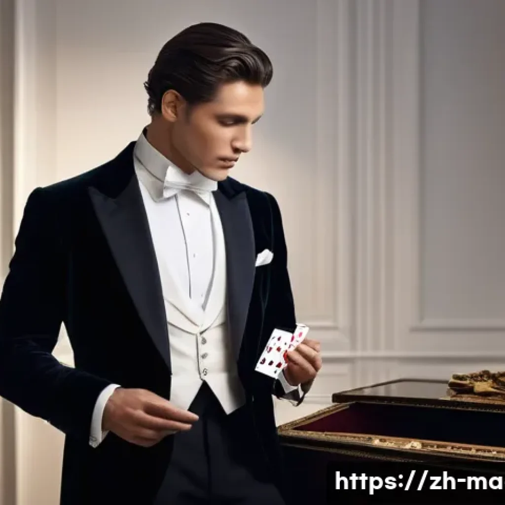 마술의 윤리적 측면 - **Reflection on the Art of Illusion**
A thoughtful male magician, dressed in an elegant, classic...