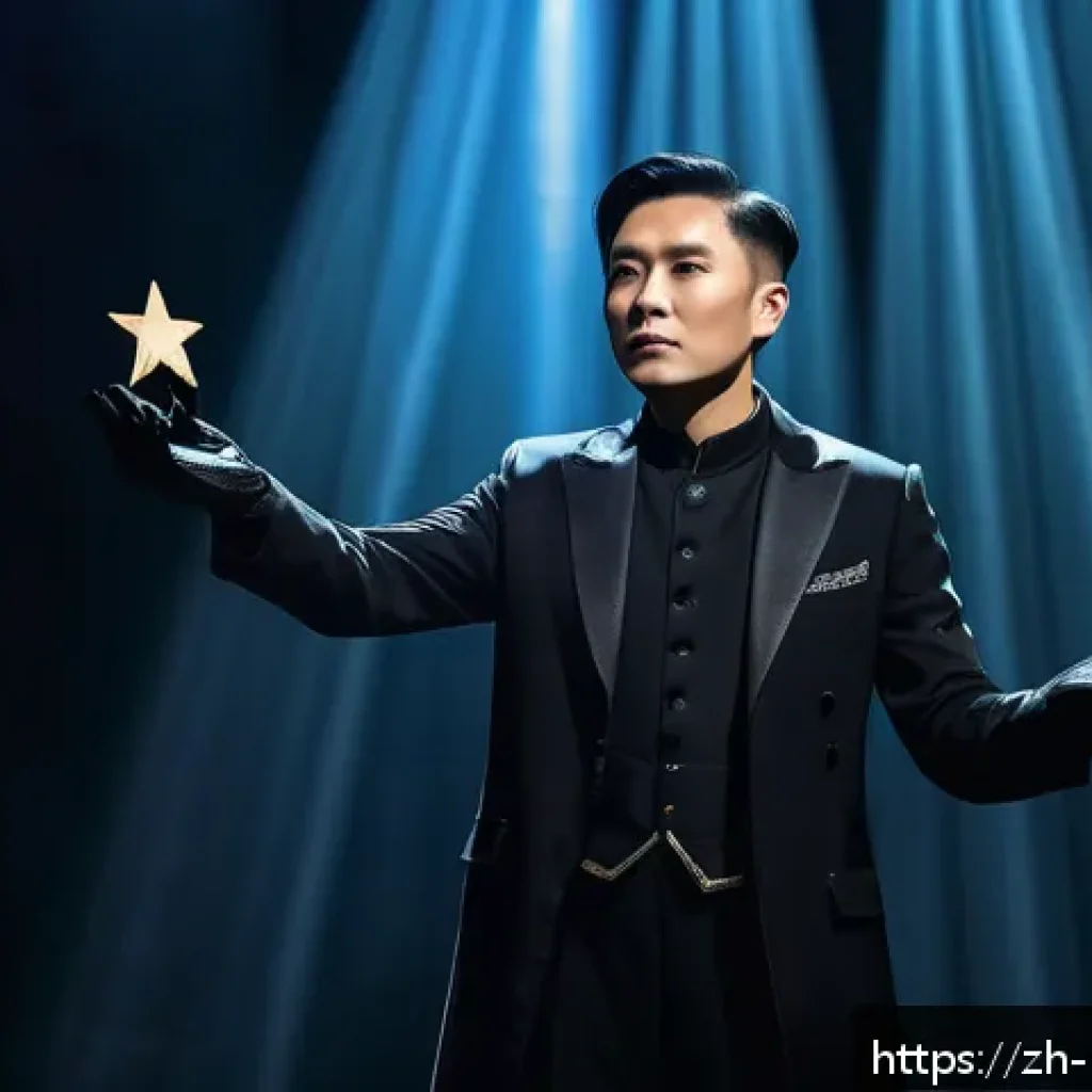 마술을 위한 소품 - A stage magician performing an illusion in a dark environment, skillfully using directed light beams...