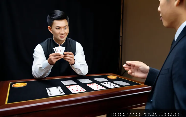 마술 교육 비디오 - Photorealistic magic education video scene, friendly professional magician seated at a clean wooden ...
